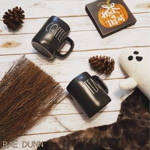 Black Halloween FarmHouse Witch Coffee Tea Mug Set